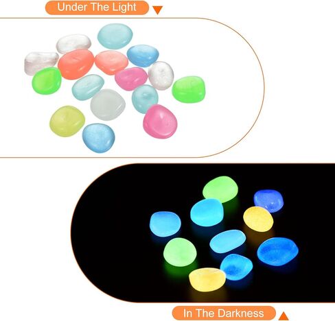 100pcs Glow Rocks 13-17mm Glow Pebbles Decoration in The Dark Luminous Stones Decor DIY Decorative Multicolored for Garden, Potted Plant, Fish Tank in Saudi Arabia