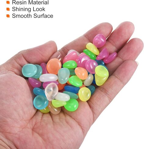 100pcs Glow Rocks 13-17mm Glow Pebbles Decoration in The Dark Luminous Stones Decor DIY Decorative Multicolored for Garden, Potted Plant, Fish Tank in Saudi Arabia