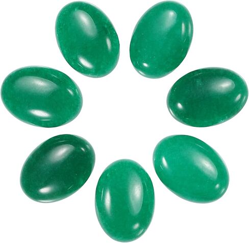 Generic Flat Oval Stone,Oval Cabochons Stones 14mm x 10mm Natural Stone Cabochons for Jewelry Making DIY Photo Frame Home Decor (Pack of 7, Jade Green) in Saudi Arabia