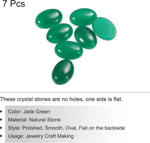 Generic Flat Oval Stone,Oval Cabochons Stones 14mm x 10mm Natural Stone Cabochons for Jewelry Making DIY Photo Frame Home Decor (Pack of 7, Jade Green) in Saudi Arabia