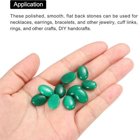 Generic Flat Oval Stone,Oval Cabochons Stones 14mm x 10mm Natural Stone Cabochons for Jewelry Making DIY Photo Frame Home Decor (Pack of 7, Jade Green) in Saudi Arabia