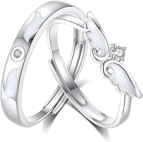 Matching Rings for Couples Promise Rings for Him & Her Engagement Wedding Rings Set Adjustable Silver Couple Rings Statement Rings Valentines Day Gifts in Kuwait