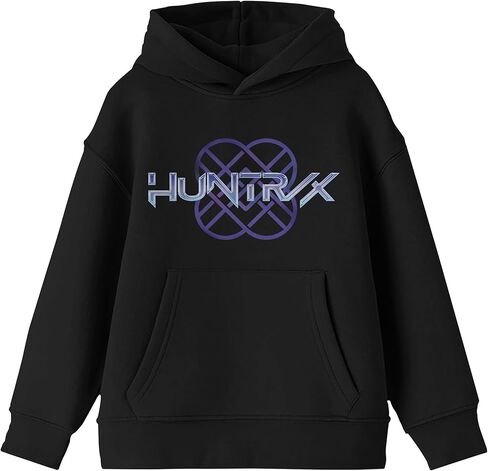 هودي Kpop Demon Hunters HuntrX Logo Shiny Glow Boys أسود بأكمام طويلة in Kuwait