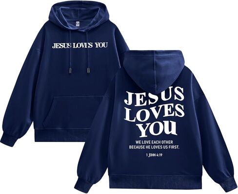 Christian Jesus Loves You Hoodies for Teen Religious Faith Sweatshirts Bible Verse Graphic Youth Thin Hoodies in Saudi Arabia