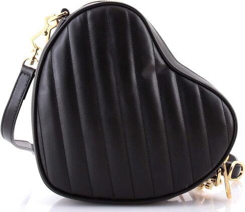 Gucci Pre-Loved Interlocking G Heart Shoulder Bag Diagonal Quilted Leather Mini, Black in Saudi Arabia