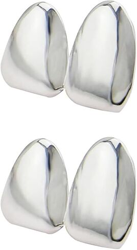 2 Pcs 18K Gold Plated Hip Hop Teeth Grillz Caps Single Plain Gap Grillz Single Tooth Top and Bottom Grills for Your Teeth in Saudi Arabia