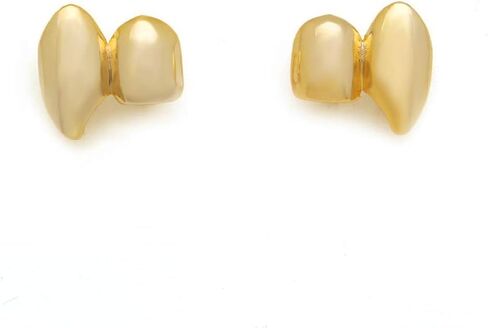 2 Pcs 18K Gold Plated Hip Hop Teeth Grillz Caps Single Plain Gap Grillz Single Tooth Top and Bottom Grills for Your Teeth in Saudi Arabia