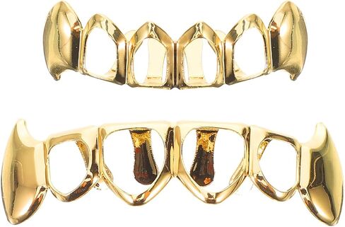 Gatuida 1 Set Single Mouth Grill Men Removable Adult Shining Front Your Hip-pop Accessories Hip Hop Mouth Grills Plated Grills Golden Copper in Saudi Arabia