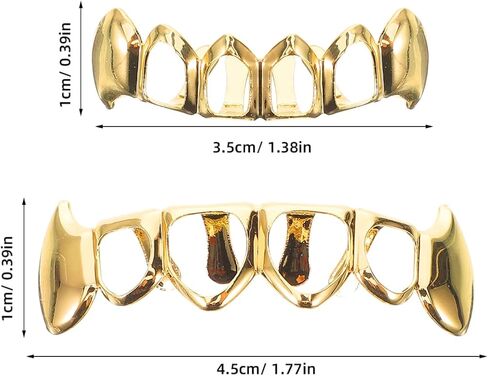 Gatuida 1 Set Single Mouth Grill Men Removable Adult Shining Front Your Hip-pop Accessories Hip Hop Mouth Grills Plated Grills Golden Copper in Saudi Arabia