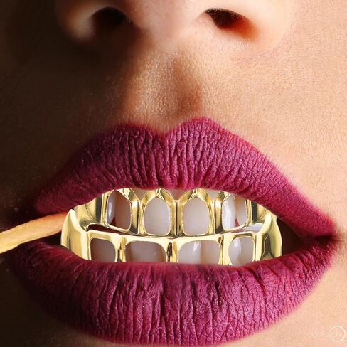Gatuida 1 Set Single Mouth Grill Men Removable Adult Shining Front Your Hip-pop Accessories Hip Hop Mouth Grills Plated Grills Golden Copper in Saudi Arabia