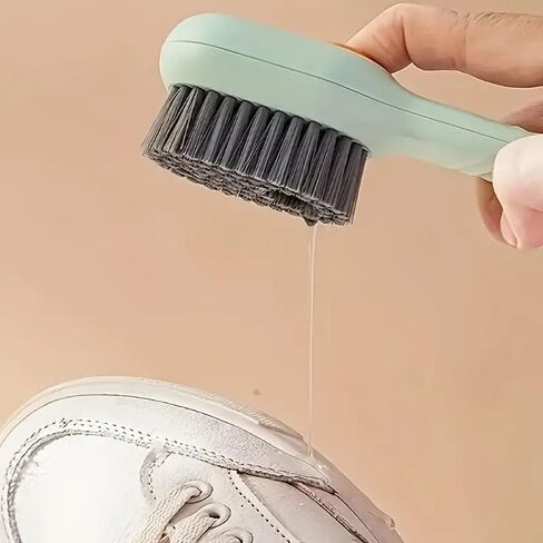 1pc Shoe Brush with Liquid Holder, Multifunctional Shoe Brush, Household Shoe Washing Brush, Press Type Cleaning Brush Long Handle Shoe Brush, Soft Bristles Shoe Tools in Saudi Arabia