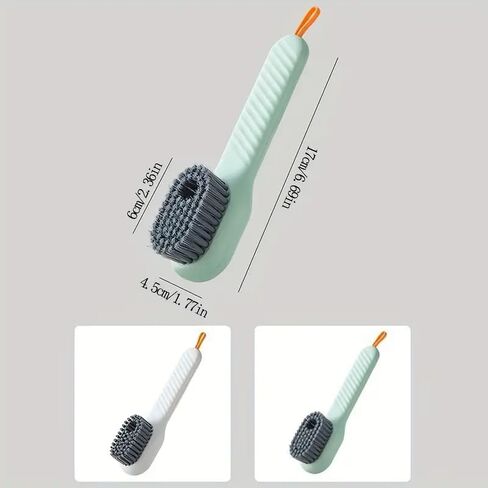 1pc Shoe Brush with Liquid Holder, Multifunctional Shoe Brush, Household Shoe Washing Brush, Press Type Cleaning Brush Long Handle Shoe Brush, Soft Bristles Shoe Tools in Saudi Arabia
