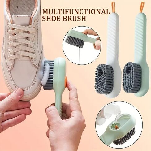 1pc Shoe Brush with Liquid Holder, Multifunctional Shoe Brush, Household Shoe Washing Brush, Press Type Cleaning Brush Long Handle Shoe Brush, Soft Bristles Shoe Tools in Saudi Arabia