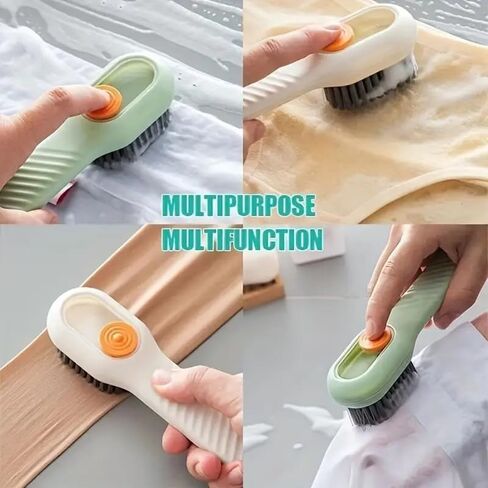 1pc Shoe Brush with Liquid Holder, Multifunctional Shoe Brush, Household Shoe Washing Brush, Press Type Cleaning Brush Long Handle Shoe Brush, Soft Bristles Shoe Tools in Saudi Arabia