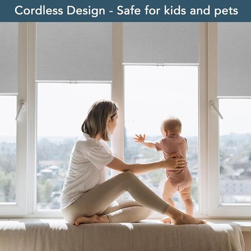 Roller Window Shades Free-Stop Cordless Blackout Blinds, Thermal Insulated Pull Down Shades for Windows, UV Protection Fabric Roller Blinds for Home Office (46.5" Wx72 H, White) in Kuwait