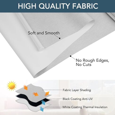 Roller Window Shades Free-Stop Cordless Blackout Blinds, Thermal Insulated Pull Down Shades for Windows, UV Protection Fabric Roller Blinds for Home Office (46.5" Wx72 H, White) in Kuwait