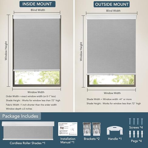 Roller Window Shades Free-Stop Cordless Blackout Blinds, Thermal Insulated Pull Down Shades for Windows, UV Protection Fabric Roller Blinds for Home Office (46.5" Wx72 H, White) in Kuwait
