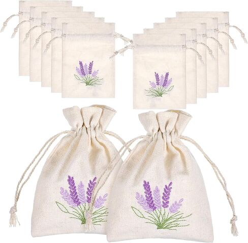 10PCS Small Sachet Bags,Sachet Bags Empty for Lavender with Drawstring, Embroidered Canvas Empty Sachets Bag, for Spices, Jewelry, Candy, Lavender Buds, White in Saudi Arabia
