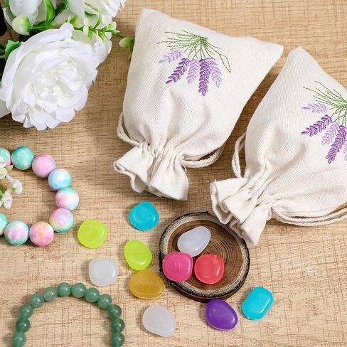 10PCS Small Sachet Bags,Sachet Bags Empty for Lavender with Drawstring, Embroidered Canvas Empty Sachets Bag, for Spices, Jewelry, Candy, Lavender Buds, White in Saudi Arabia