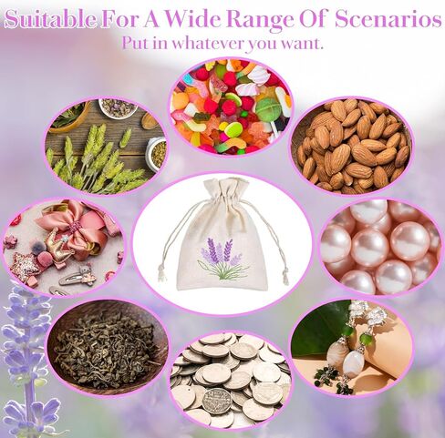 10PCS Small Sachet Bags,Sachet Bags Empty for Lavender with Drawstring, Embroidered Canvas Empty Sachets Bag, for Spices, Jewelry, Candy, Lavender Buds, White in Saudi Arabia