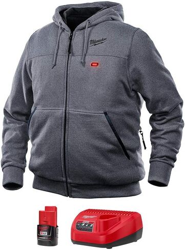 Milwaukee Hoodie KIT M12 12V Lithium-Ion Heated Front and Back Heat Zones Battery and Charger Included (Medium, Gray) in Saudi Arabia