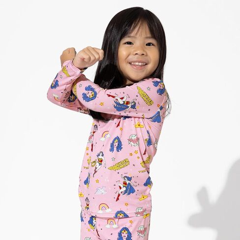 Bellabu Bear Wonder Woman Rayon from Bamboo Two-Piece Pajamas for Boys & Girls in Saudi Arabia