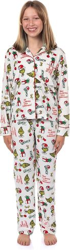 Dr. Seuss The Grinch Pajamas Girl's Velveteen 2-Piece Kids Lounge Sleep Set in Kuwait