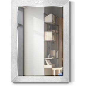Renditions Gallery Rustic Barnwood Rectangular Framed Wall Mirror-Silver, 29X41 in Kuwait
