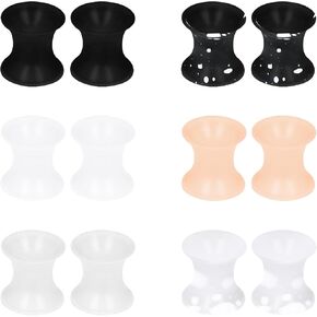 سدادات أنفاق مقاييس الأذن من السيليكون للأذنين والنساء والرجال، أسود/شفاف/أبيض، مقاس 2.5 مم - 25 مم 10 جرام - 1 بوصة، مجموعة تمديد التجنيب المزدوج للمبتدئين، نقالات المتوسع in Kuwait