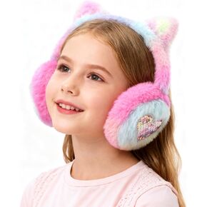 ZGDG Unicorn Earmuffs Foldable Warm Soft Plush Ear Cover with Cute Cat Ears Outdoor Winter Ear Warmers for Girls Kids Teens in Kuwait