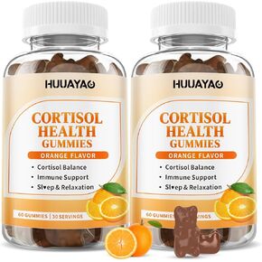 علكات الكورتيزول 15 في 1، مكملات الكورتيزول مع جليسينات المغنيسيوم، أشواغاندا رهوديولا روز ومركب إل-ثيانين للاسترخاء، دعم Zzz ومستويات الكورتيزول، نكهة البرتقال، 60 قطعة in Kuwait