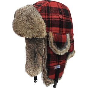 Winter Trapper Hat,100% Real Rabbit Fur Russian Ushanka Aviator Hunting Ski Hat Winter Hat with Ear Flaps in Kuwait