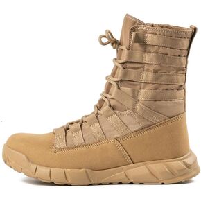 Men's Leather High Top Lace Up Military Tactical Boots With Side Zipper Lightweight Non-Slip Rubber Outsole Desert Combat Boots For Backpacking Travel Army Jungle Hunting in Saudi Arabia
