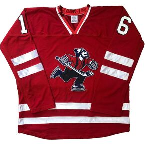 Red and White Hockey Jerseys with a Johnny Canuck Crest in Saudi Arabia