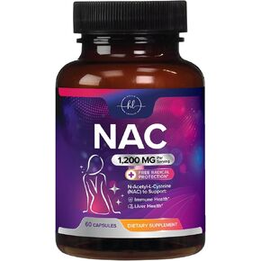 NAC Supplement 1200mg – Optimal Absorption Immune Support with Powerful Antioxidants - Respiratory & Liver Health Support - Bottled in USA, Vegan, GMO & Gluten Free N-Acetyl-L-Cysteine - 120 Capsules in Saudi Arabia