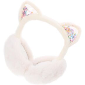 TEHAUX Cute Cat Ear Muffs Foldable White Plush Thermal Ear Covers Windproof Winter Protective Earmuffs for Boys Outdoor Warmers in Saudi Arabia