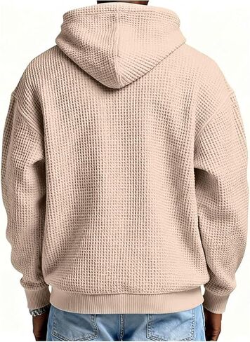 Quarter Zip Pullover Men Big And Tall Waffle Long Sleeve Sweatshirt Oversized Casual Hoodie Sweater With Pockets in Saudi Arabia