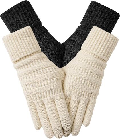 قفازات الشتاء العاطفية للنساء - شاشة تعمل باللمس، طبقة مزدوجة، قفازات دافئة للرسائل النصية للطقس البارد in Kuwait