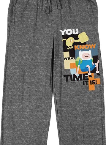 Adventure Time Finn and Characters Men's Heather Gray Sleep Pajama Pants in Saudi Arabia