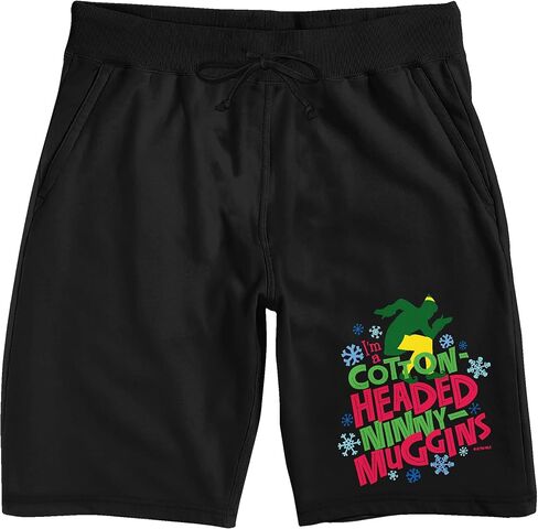 شورت بيجامة نوم أسود للرجال من Bioworld Elf Buddy Quote I'm A Cotton-headed Ninny Muggins in Kuwait