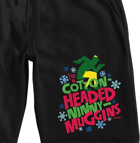 شورت بيجامة نوم أسود للرجال من Bioworld Elf Buddy Quote I'm A Cotton-headed Ninny Muggins in Kuwait