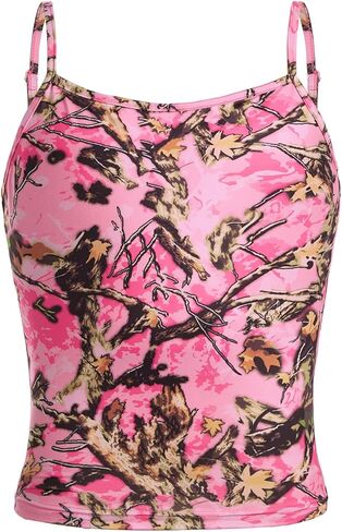 Girl's Camo Graphic Camisole Tops Spaghetti Strap Vintage Summer Crop Tank Tops Trendy in Saudi Arabia