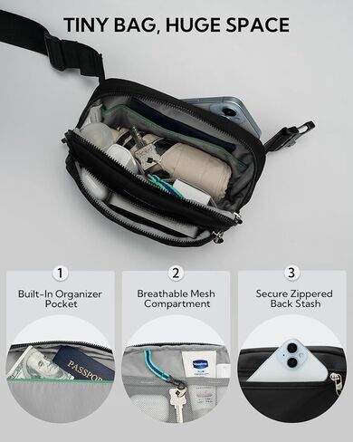 WATERFLY Waist Packs Fanny Pack: 2L Fashion Belt Bag Casual Waist Bag for Women Men Hip Pack for Walking Hiking Everywhere in Saudi Arabia