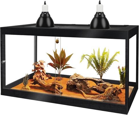 Reptile Terrarium Tank Up to 78 Gallon, Lizard Tank Bearded Dragon Tank with Metal Mesh Roof Door, Snake Tank with Lock Design (Black, 27 Gallon Volume, 24 Inch Length) in Kuwait