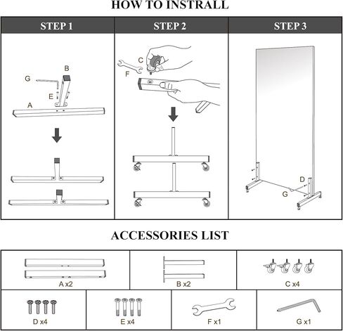 Full Length Mirror with Wheels, 71 "x 40", Black, Nano Film Surface Without Glass, shatterproof, Safe, Lightweight, only 13lbs Easy to Move and Install, for Home Gym, Dance & Yoga Studios. in Kuwait