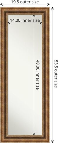 Amanti Art Bronze Full Length Mirror for Door, 53x19 Manhattan Bronze Tall Wall Mirror Full Length, Mounted to Door or Closet Wall with no visible brackets, Traditional Wood Frame, Bedroom Decor in Kuwait