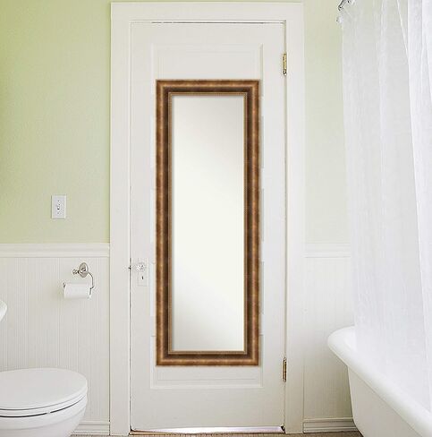 Amanti Art Bronze Full Length Mirror for Door, 53x19 Manhattan Bronze Tall Wall Mirror Full Length, Mounted to Door or Closet Wall with no visible brackets, Traditional Wood Frame, Bedroom Decor in Kuwait
