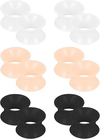 Cisyozi 10G-25mm رقيقة جدا سيليكون الأذن مقاييس الأذن الأنفاق المقابس نقالات المتوسع مزدوجة متوهج قياس اللحم Earlets التوصيل مقاييس عدة ثقب المجوهرات للنساء الرجال واضح الجلد الأسود الجلد in Saudi Arabia