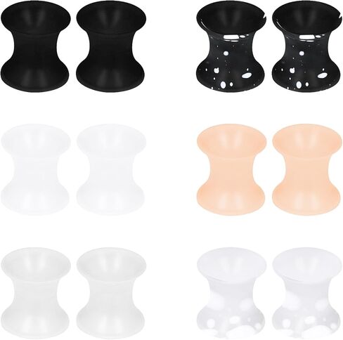 سدادات أنفاق مقاييس الأذن من السيليكون للأذنين والنساء والرجال، أسود/شفاف/أبيض، مقاس 2.5 مم - 25 مم 10 جرام - 1 بوصة، مجموعة تمديد التجنيب المزدوج للمبتدئين، نقالات المتوسع in Kuwait