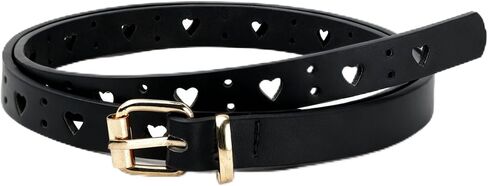 Kids Belt for Girls Boys - Skinny PU Leather Belt Heart Hole Pin Buckle Youth Toddler Belts for Uniform Casual in Saudi Arabia